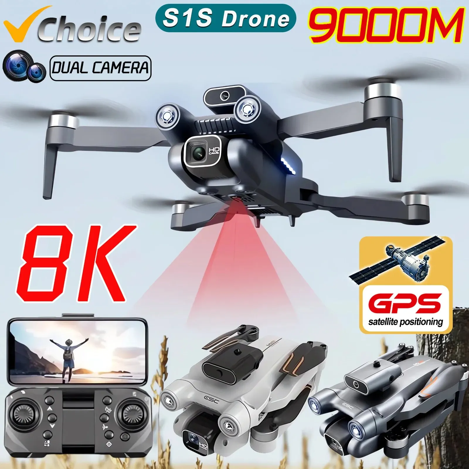 New S1S 5G GPS Drone Camera 8K - Drone Gps Mount ulasan dan harga