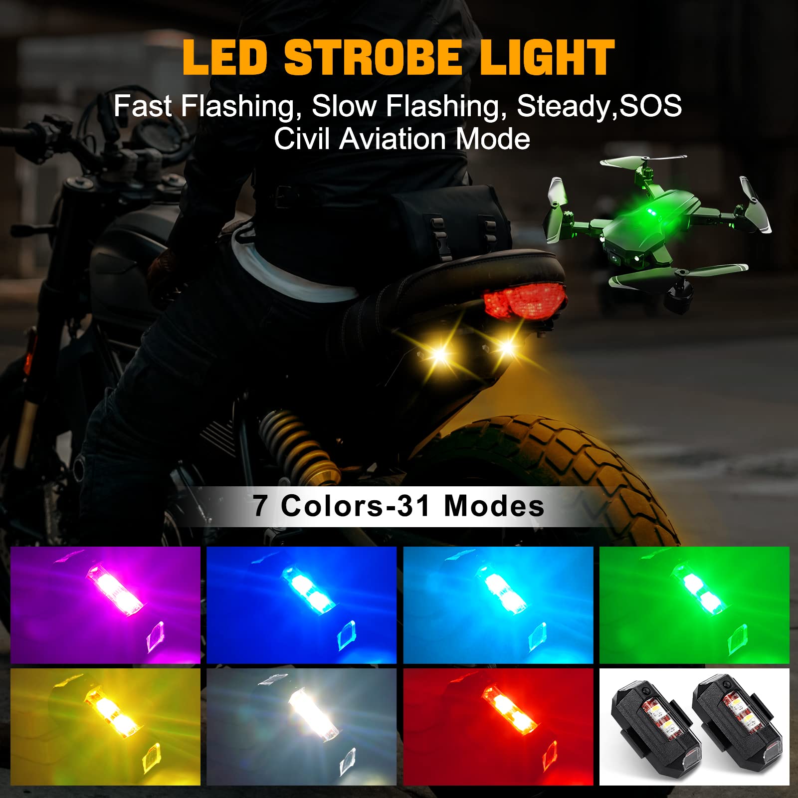 Motorcycle Lights Drone Strobe - Drone Led Light ulasan dan harga
