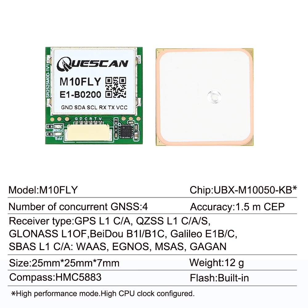 Quescan 25mm*25mm M10FLY 10Hz  - Drone Gps Module ulasan dan harga