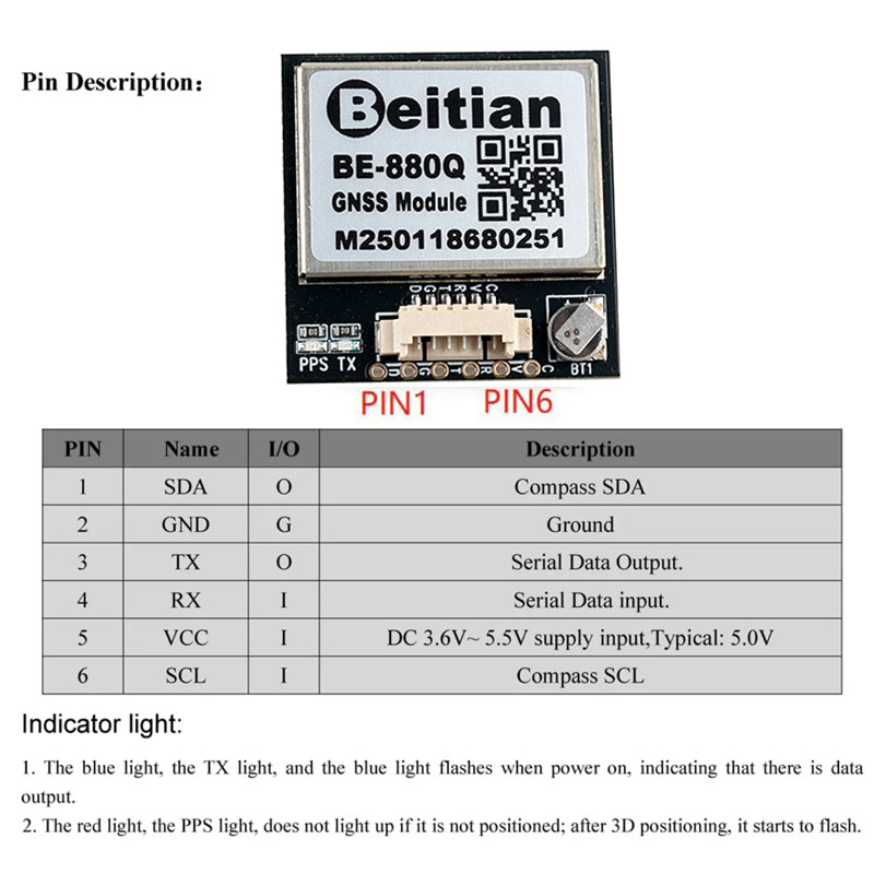 BE-880Q GNSS GPS Module M10050 - Drone Compass ulasan dan harga