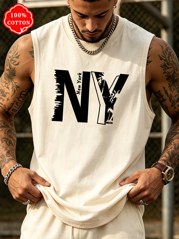Men 100% Cotton Crew Neck Tank - Drone Buzzer ulasan dan harga