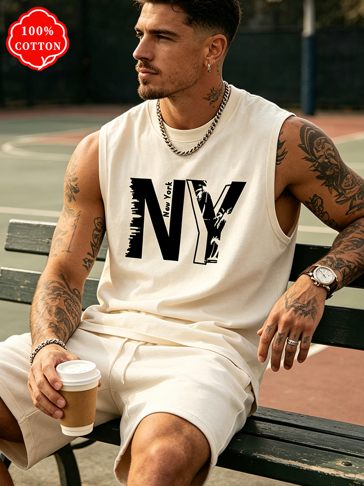 Men 100% Cotton Crew Neck Tank - Drone Buzzer ulasan dan harga